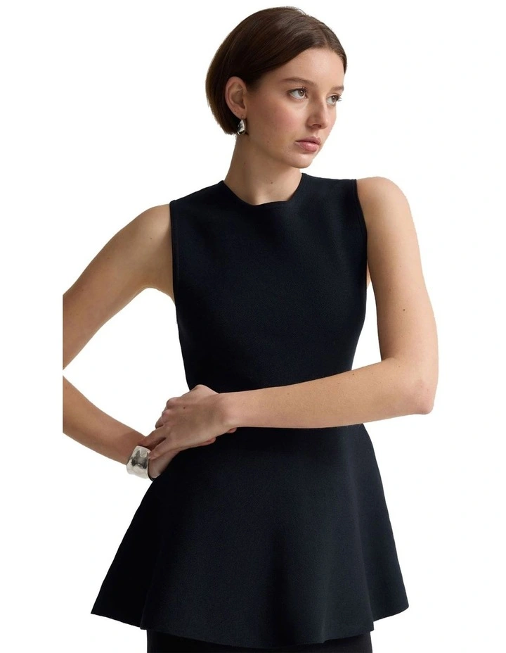 Margotknitted Peplum Top in Black image 4