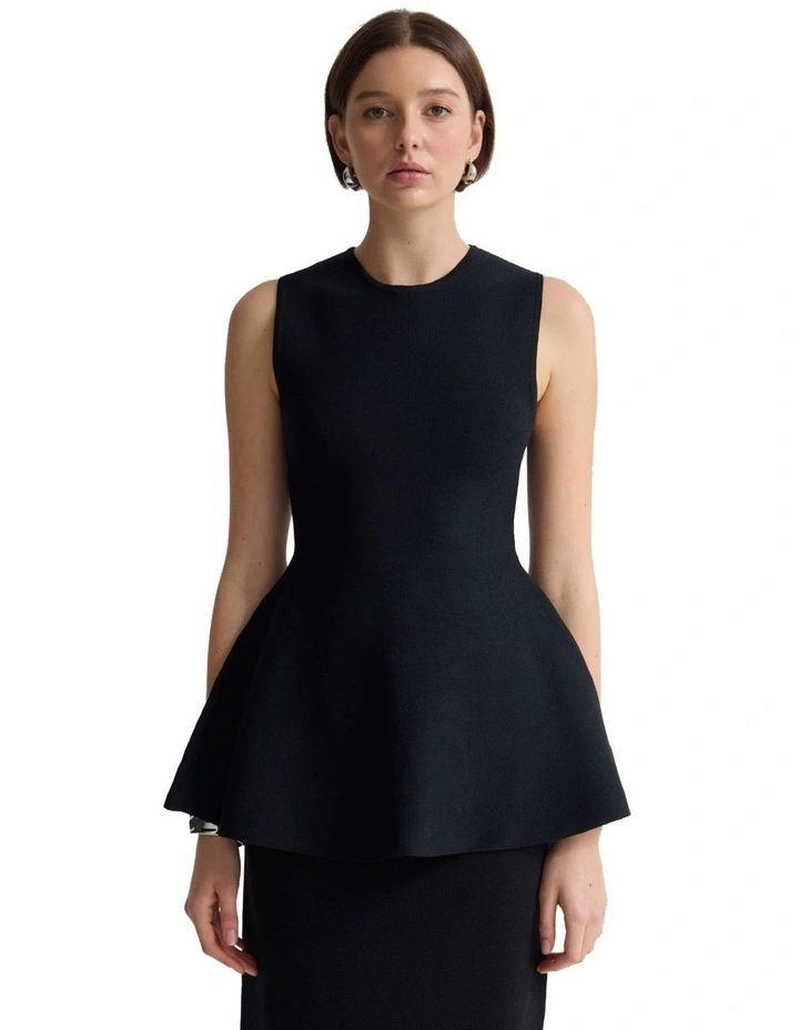 Margotknitted Peplum Top in Black image 5