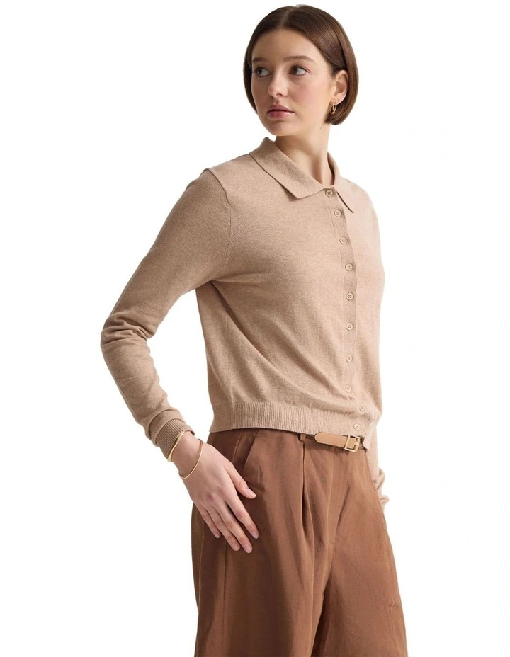 Pinky Cashmere Cardigan in Sand image 3
