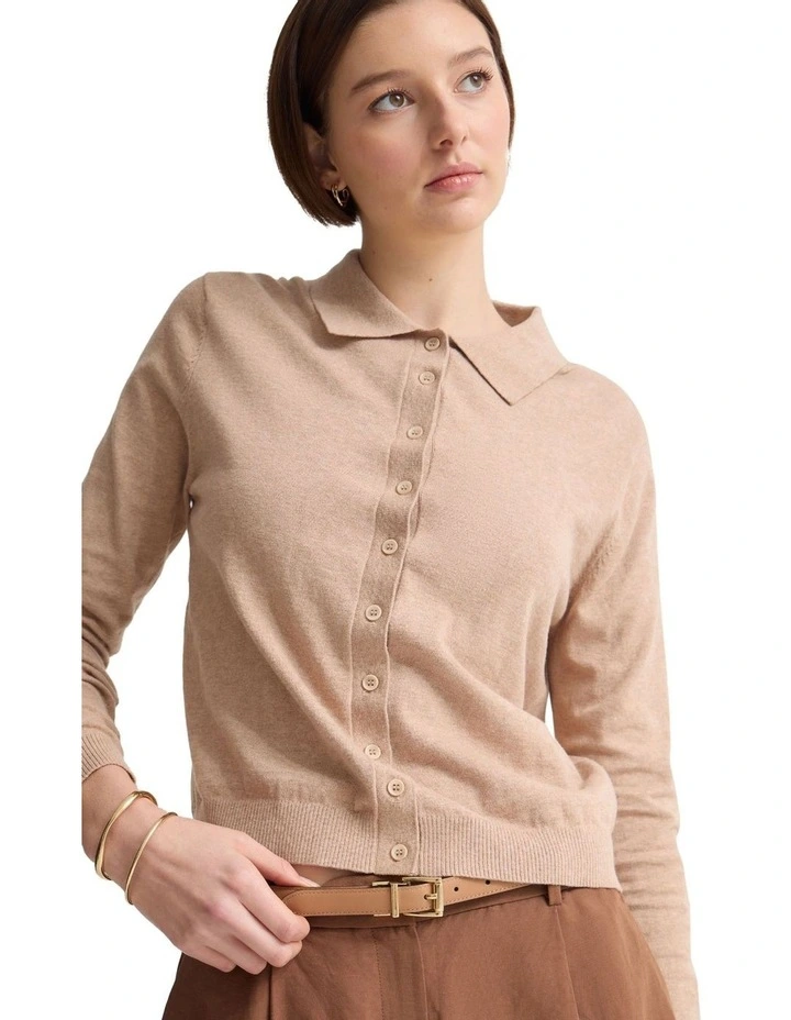 Pinky Cashmere Cardigan in Sand image 4