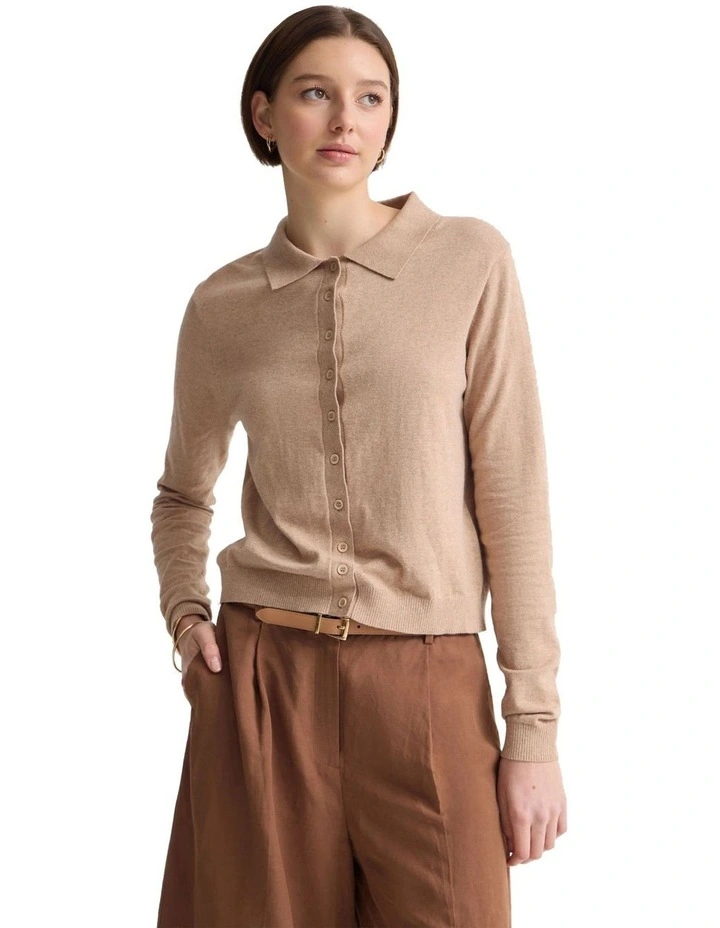 Pinky Cashmere Cardigan in Sand image 7