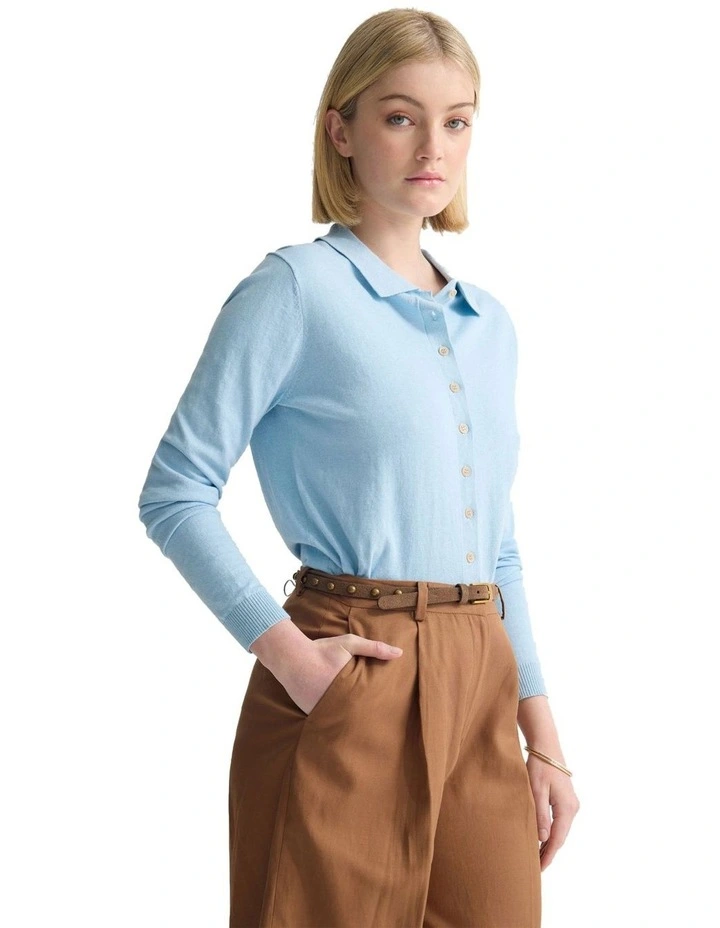 Pinky Cashmere Cardigan in Blue image 3