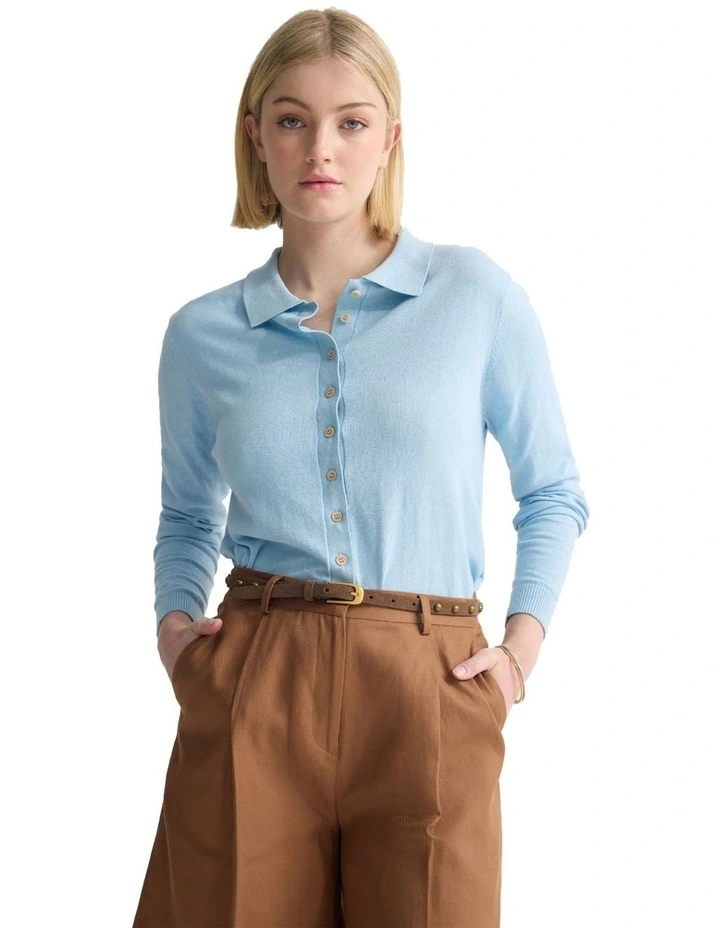 Pinky Cashmere Cardigan in Blue image 5