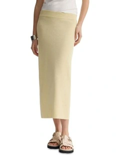 Mila Knitted Pencil Skirt in Buttercup