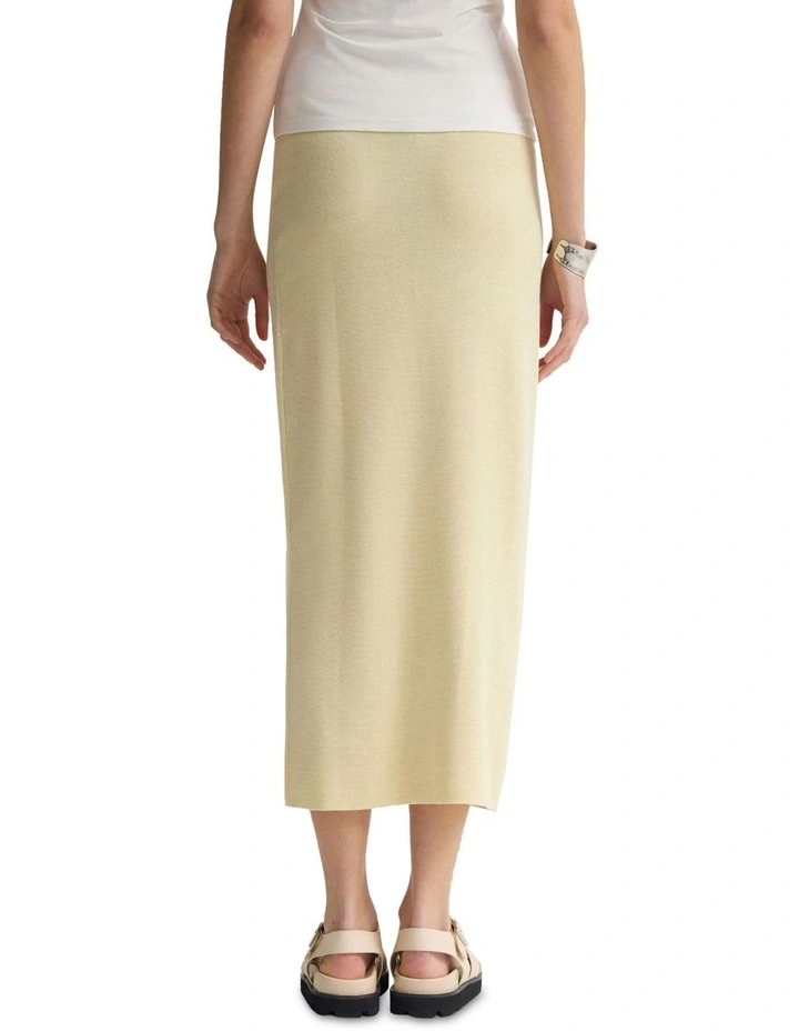 Mila Knitted Pencil Skirt in Buttercup image 2