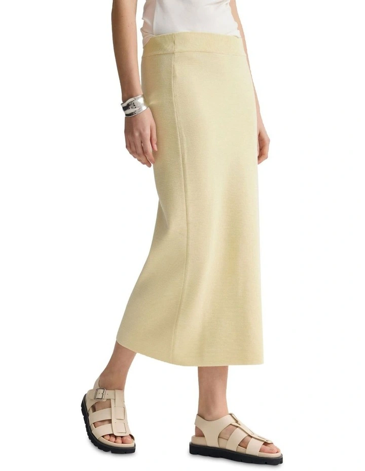 Mila Knitted Pencil Skirt in Buttercup image 3
