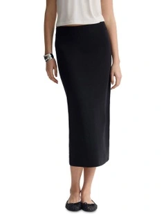 Mila Knitted Pencil Skirt in Black