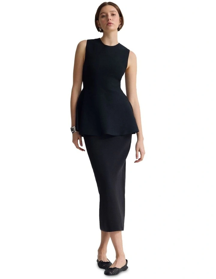 Mila Knitted Pencil Skirt in Black image 5