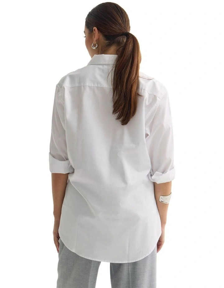 Hailey Oversize Cotton Shirt in White image 2