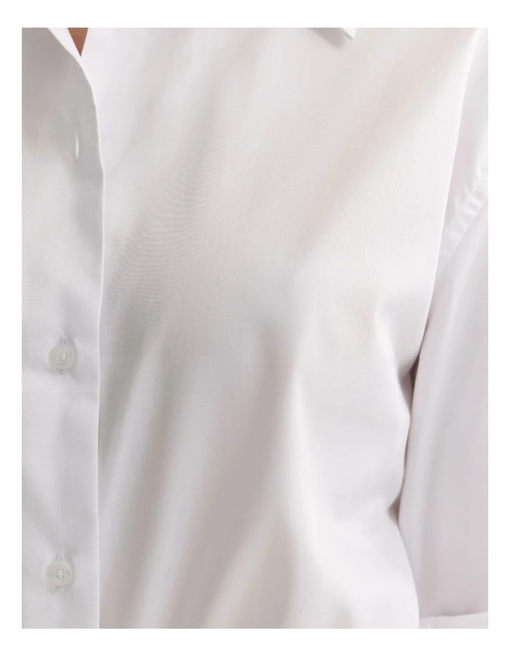 Hailey Oversize Cotton Shirt in White image 6