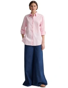 Hailey Oversize Cotton Shirt in Pink