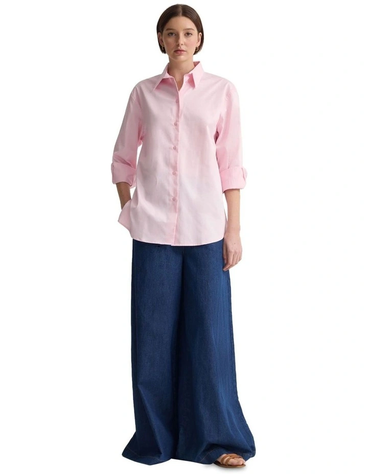 Hailey Oversize Cotton Shirt in Pink image 1