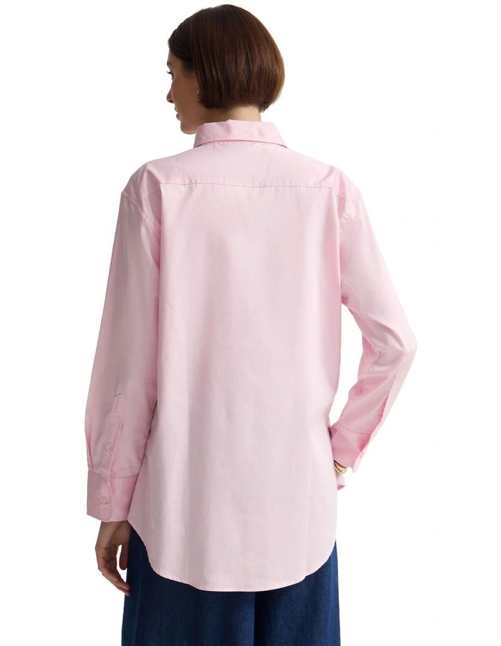 Hailey Oversize Cotton Shirt in Pink image 2