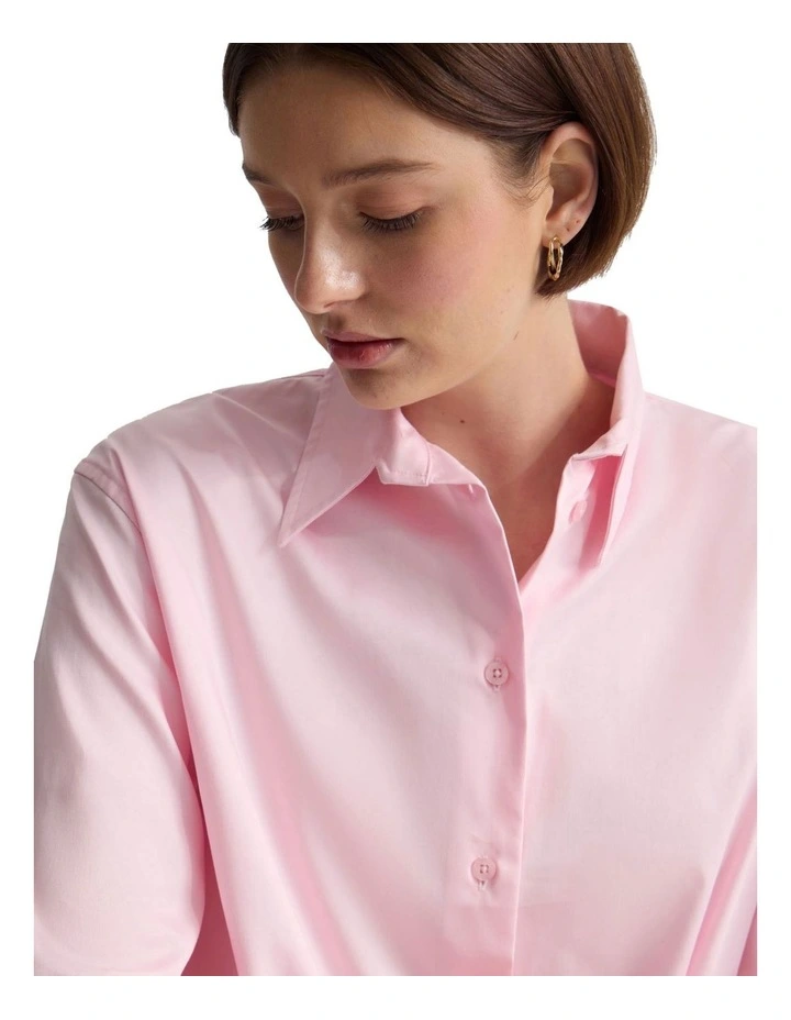 Hailey Oversize Cotton Shirt in Pink image 4