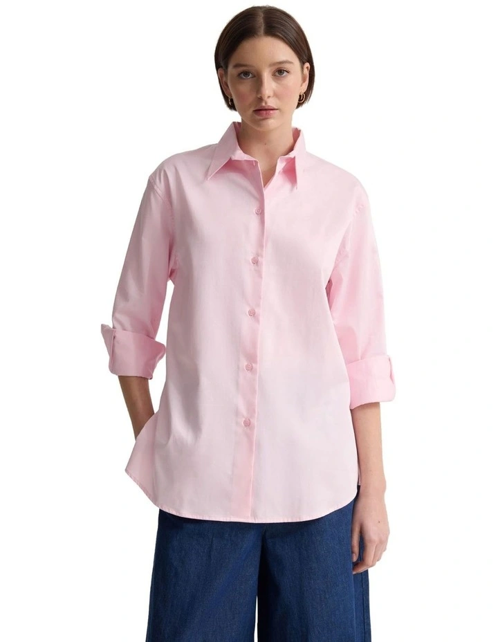 Hailey Oversize Cotton Shirt in Pink image 5