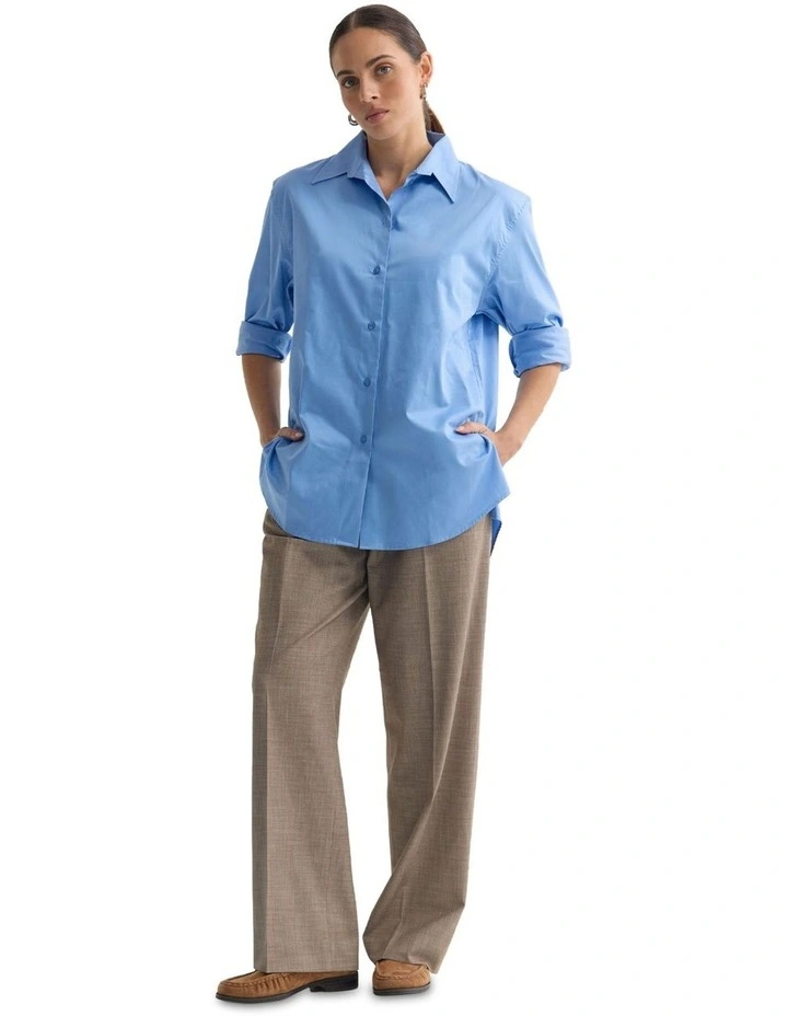 Hailey Oversize Cotton Shirt in Blue image 5
