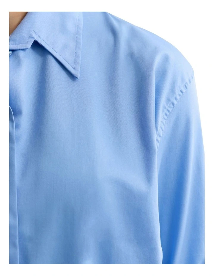 Hailey Oversize Cotton Shirt in Blue image 6