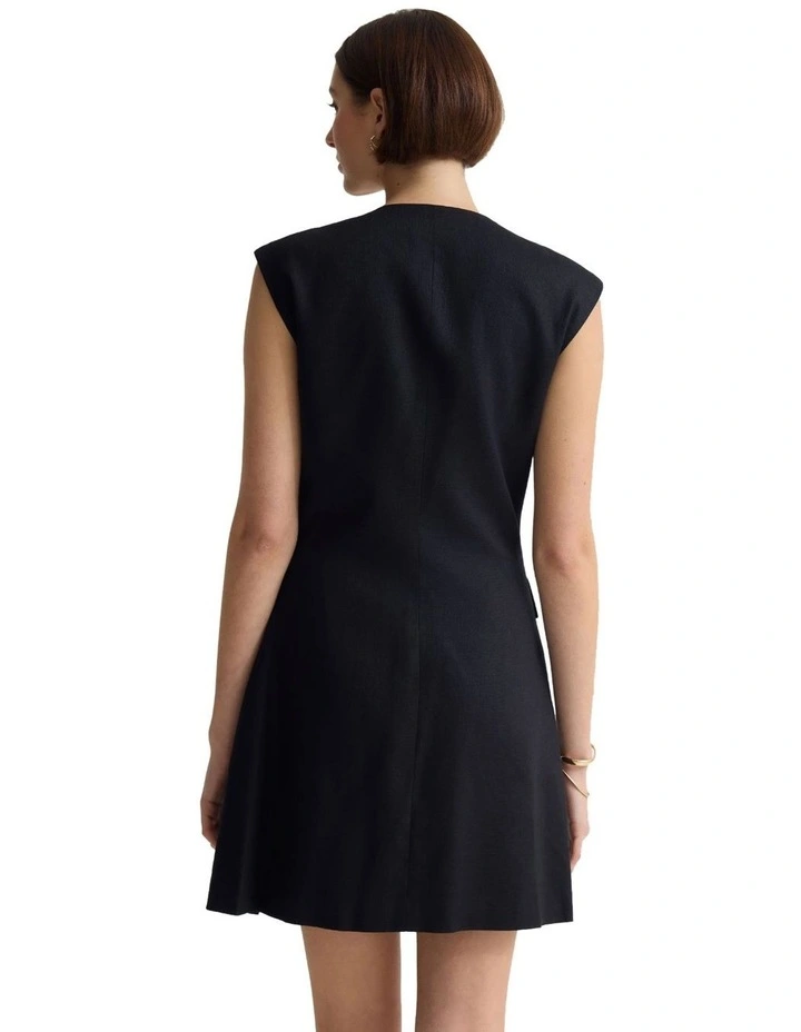 Talia Linen Dress in Black image 2