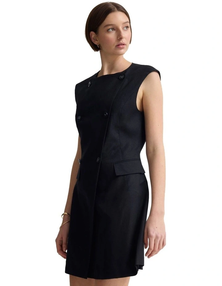 Talia Linen Dress in Black image 3