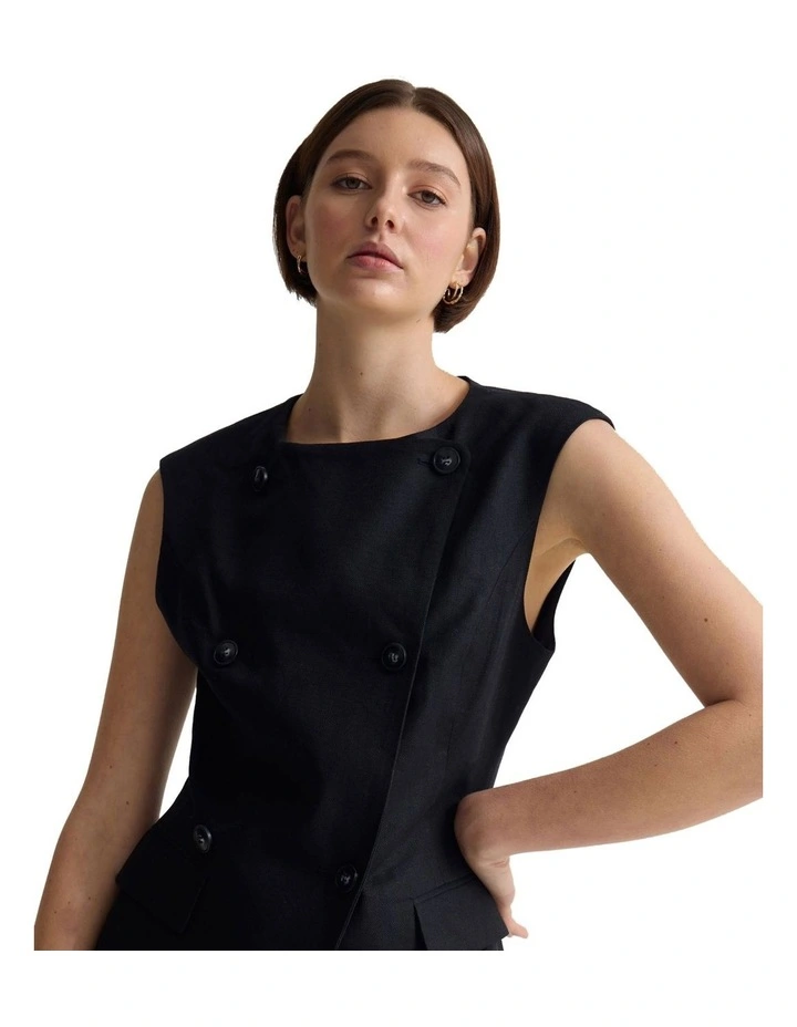 Talia Linen Dress in Black image 4