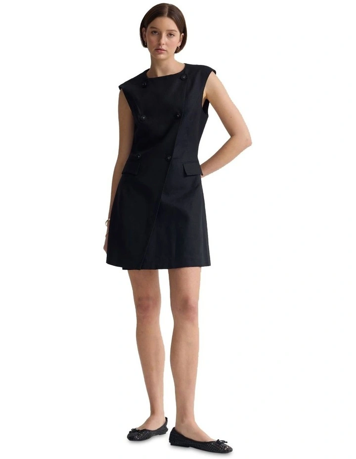 Talia Linen Dress in Black image 5