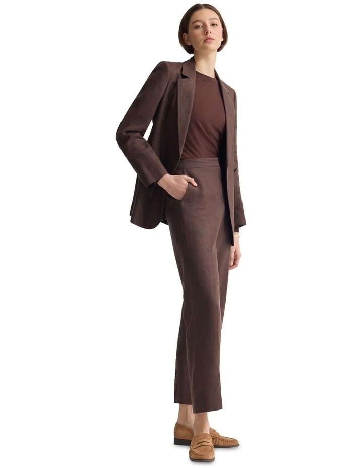 Raffi Linen Blazer in Chocolate image 3