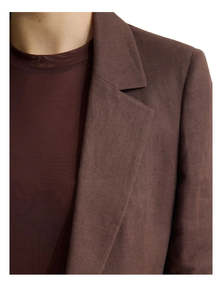 Raffi Linen Blazer in Chocolate image 6