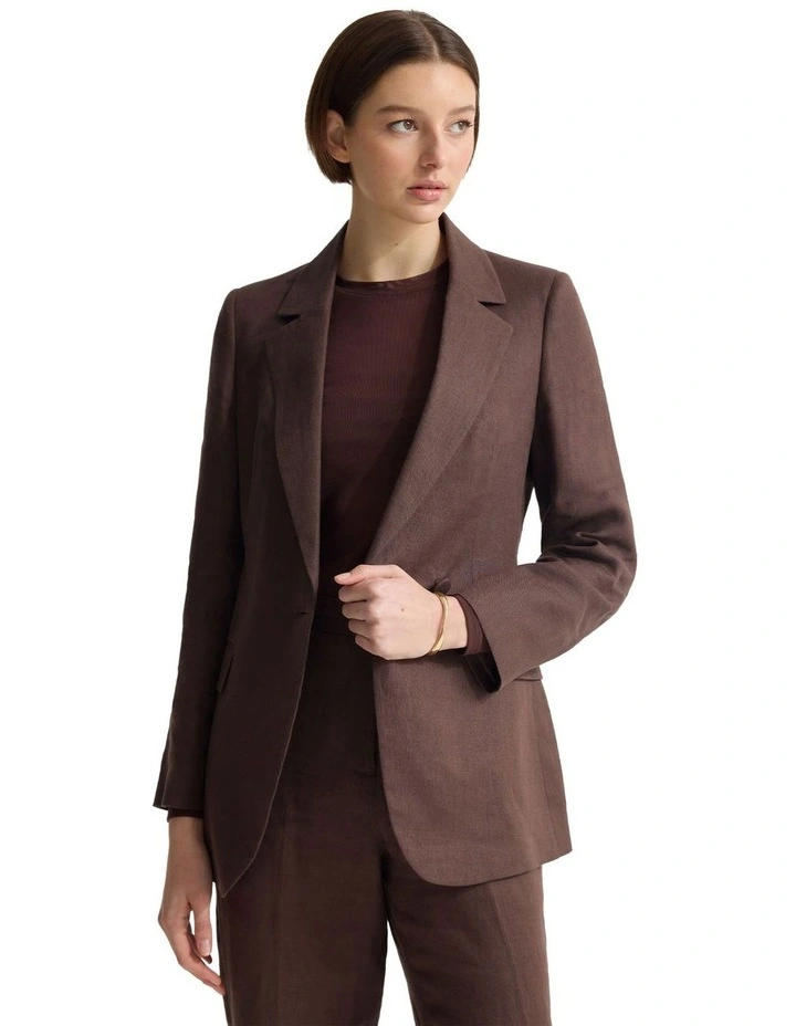 Raffi Linen Blazer in Chocolate image 7