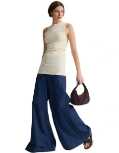 April Drawstring Knitted Top in Beige