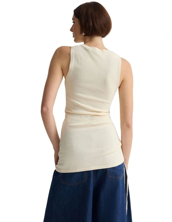 April Drawstring Knitted Top in Beige image 2