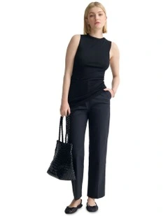 April Drawstring Knitted Top in Black