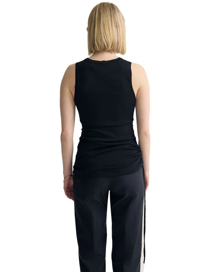 April Drawstring Knitted Top in Black image 2