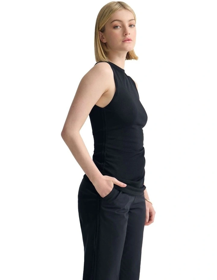 April Drawstring Knitted Top in Black image 3