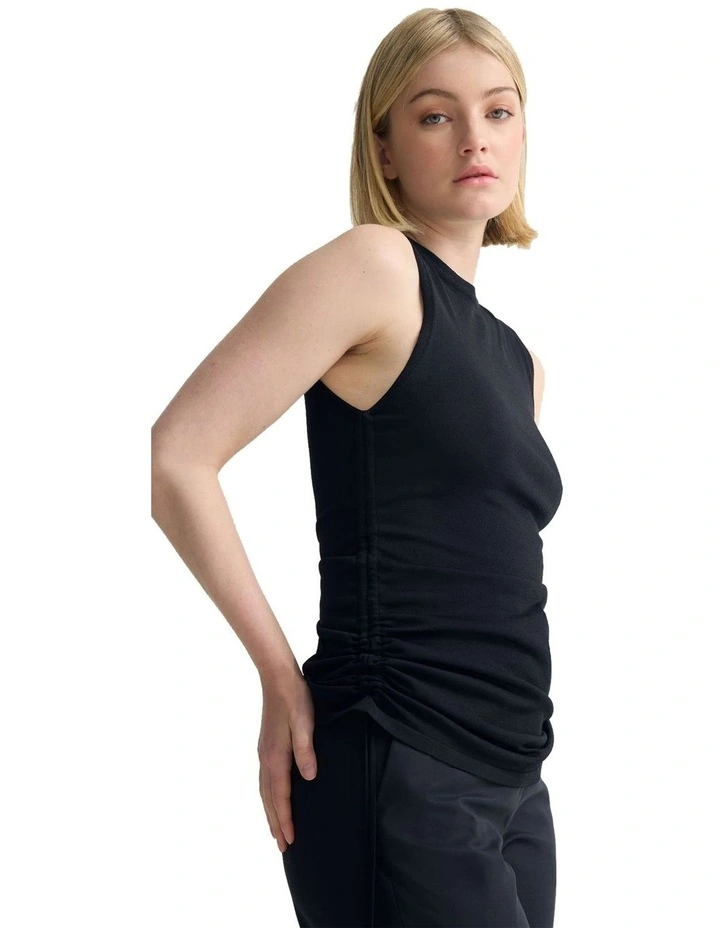 April Drawstring Knitted Top in Black image 4