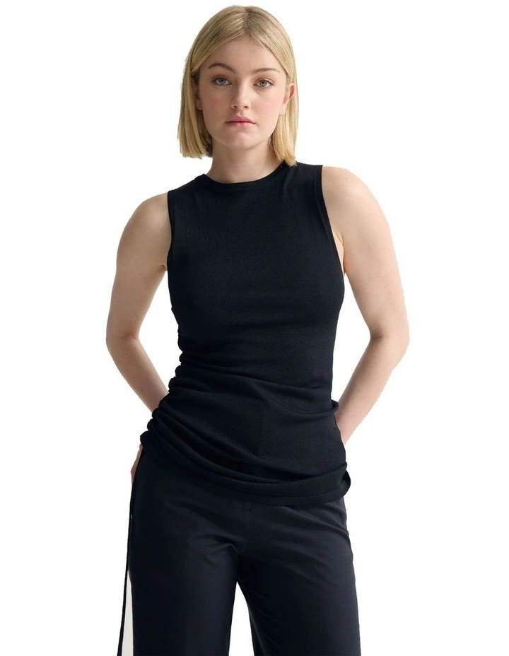 April Drawstring Knitted Top in Black image 7