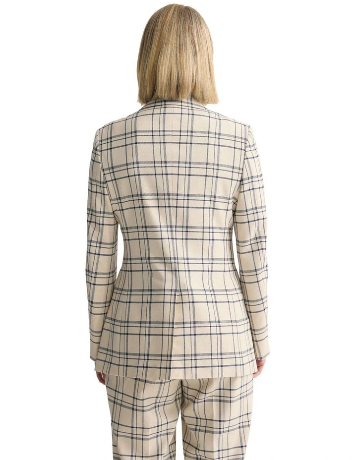 Raffi Checked Suit Jacket in Ivory/Navy Check image 2