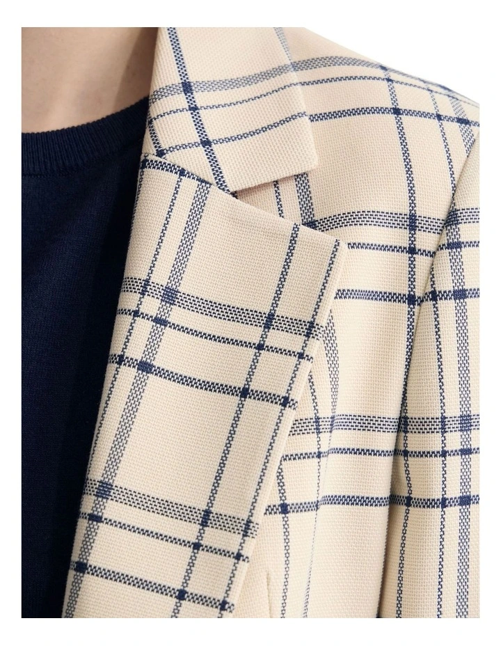 Raffi Checked Suit Jacket in Ivory/Navy Check image 6