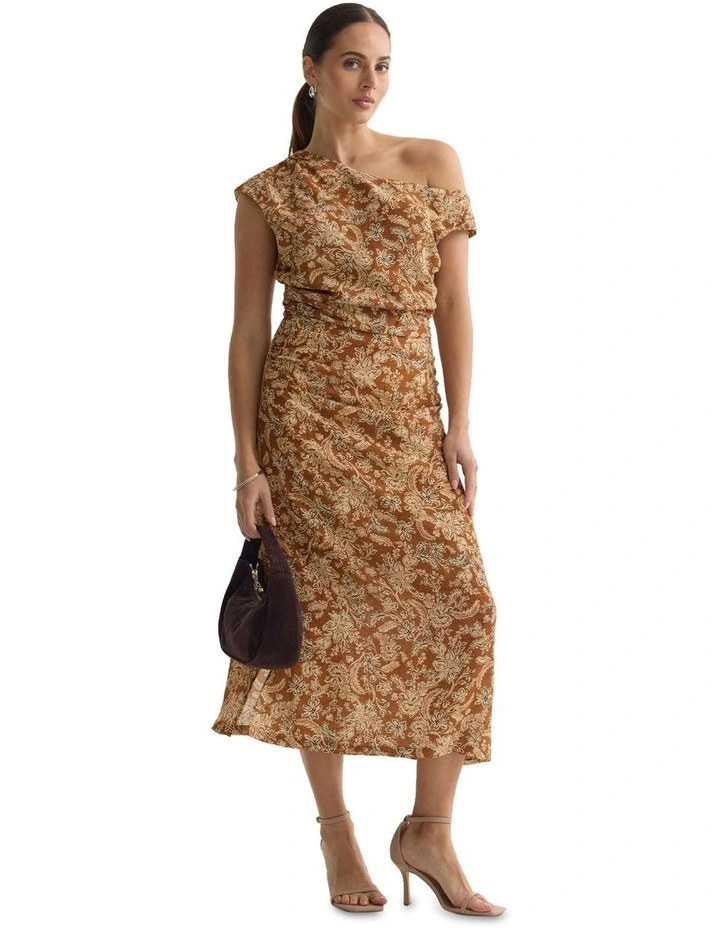 Helsinki Printed Dress in Mocha image 1