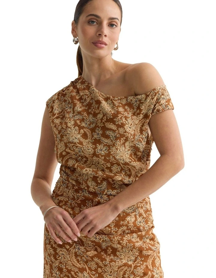 Helsinki Printed Dress in Mocha image 5