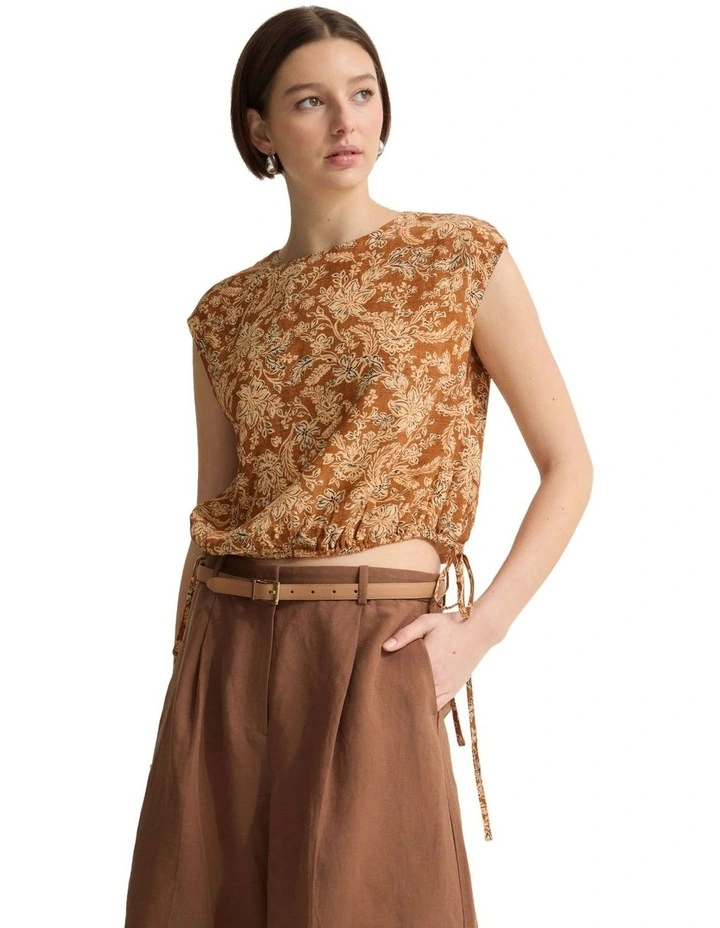 Kiralee Printed Top in Mocha image 3