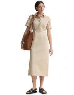 Megan Cotton Safari Dress in Sand