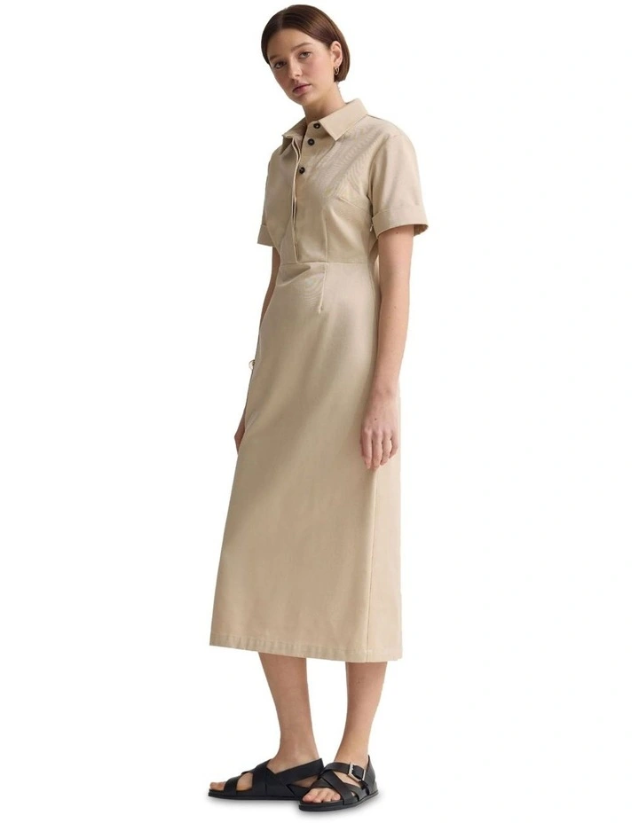 Megan Cotton Safari Dress in Sand image 3