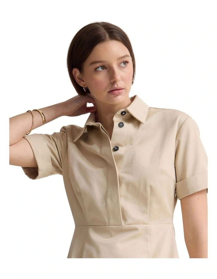 Megan Cotton Safari Dress in Sand image 4