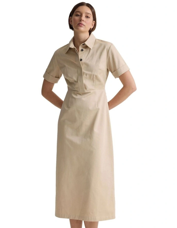 Megan Cotton Safari Dress in Sand image 7