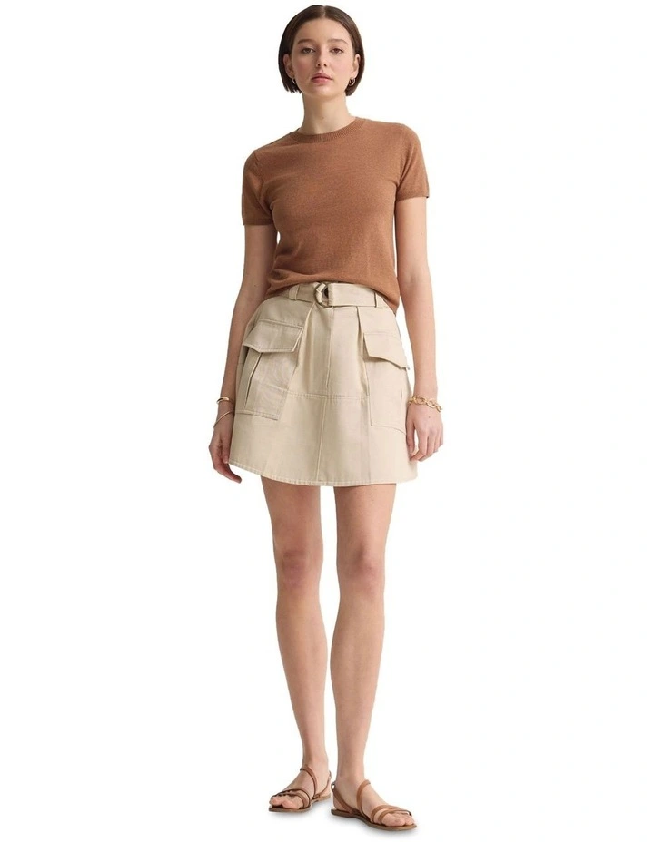 Teri Cotton Safari Skirt in Sand image 5