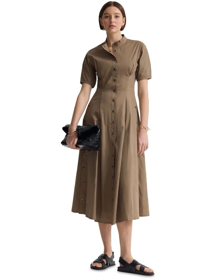 Olyvia Snaps Midi Dress in Mocha image 1