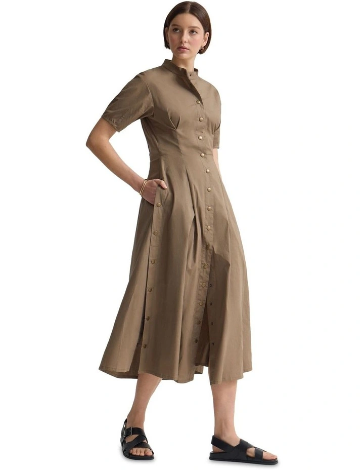 Olyvia Snaps Midi Dress in Mocha image 3