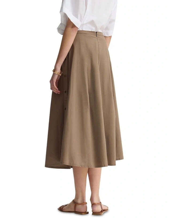 Harlow Snap Midi Skirt in Mocha image 2