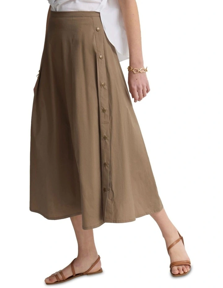 Harlow Snap Midi Skirt in Mocha image 4