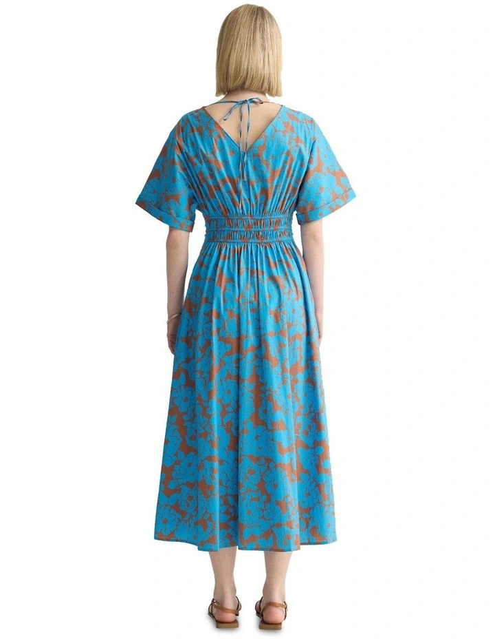 Blaire Printed Cotton Dress in Blue/Mocha image 2
